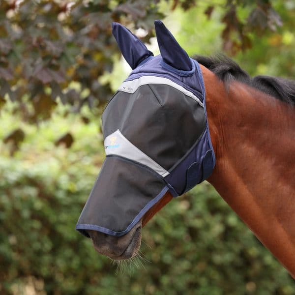 Shires FlyGuard Pro Fine Mesh Fly Mask with Ears &  Square Nose