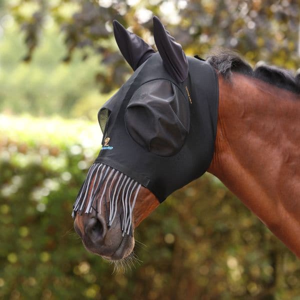 Shires FlyGuard Pro Stretch Fly Mask with Ears & Nose Fringe