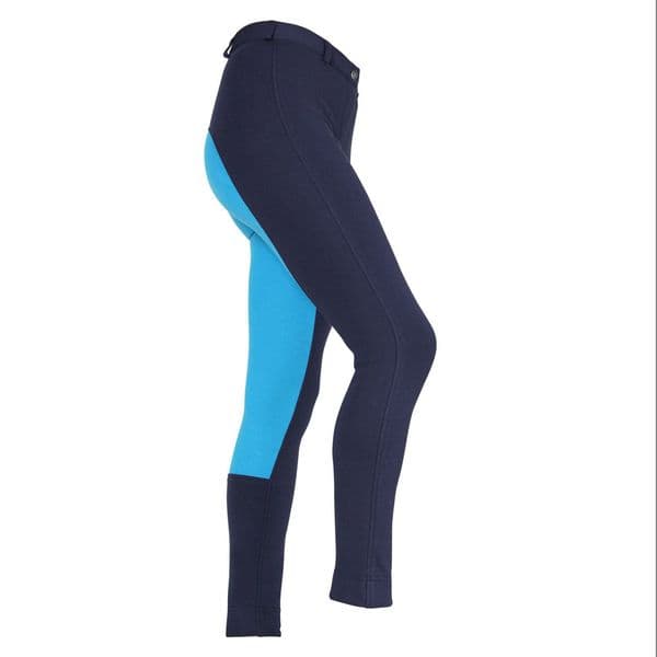 Shires Wessex Two Tone Jodhpurs - Navy/Turquoise