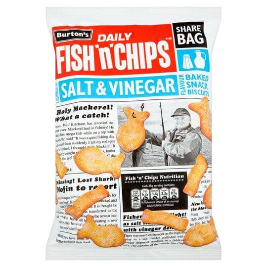Burton s Daily Fish n Chips Salt Vinegar Flavour Baked Snack Biscuits