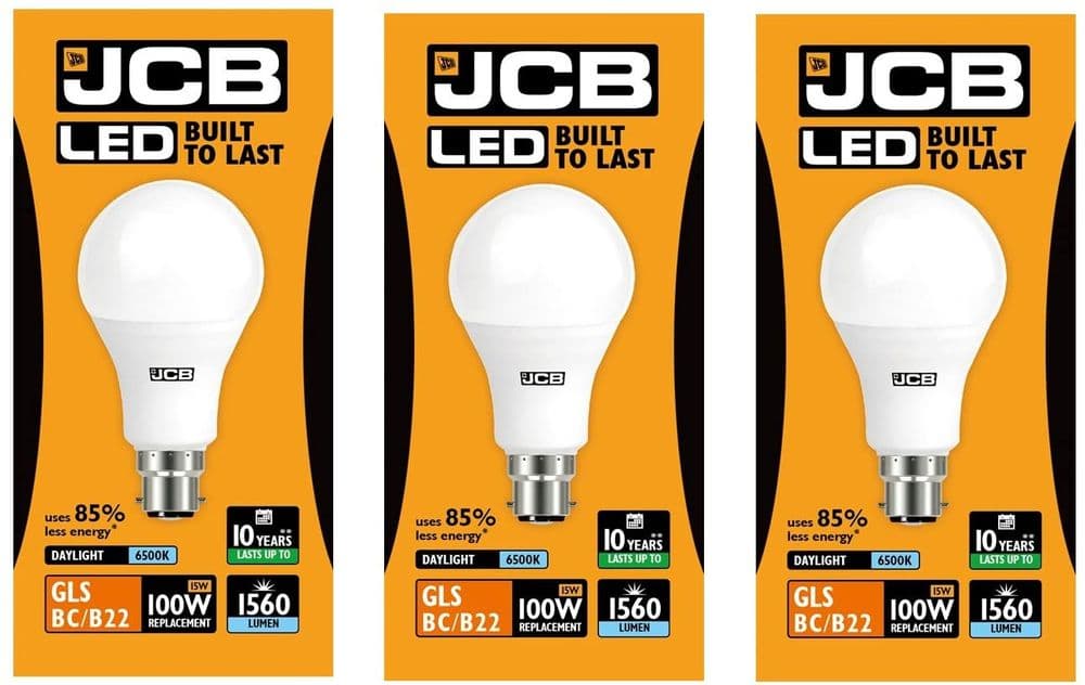 3x JCB LED GLS Bulbs 15w 100W B22 Cap