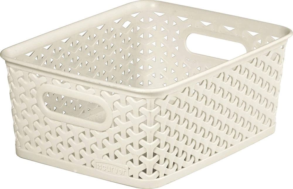 Curver My Style Medium Rectangular Storage Basket Vintage White 13 Litre