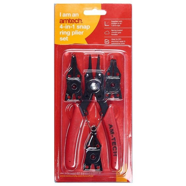 Mannesmann Snap Ring Pliers Set - 4-Piece Professional Circlip Tool Kit For Inner & Outer Rings