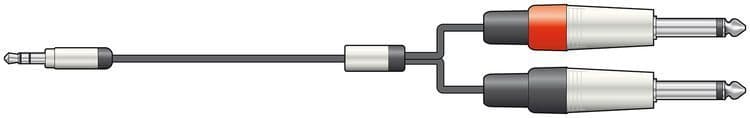 Chord Classic Audio Leads 3.5mm Stereo Jack Plug - 2 x 6.3mm Mono Jack Plugs 3M