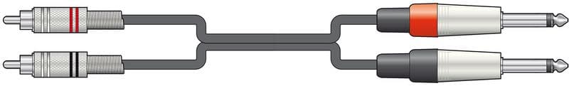 Citronic Classic Audio Leads 2 x 6.3mm Mono Jacks - 2 x RCA Phono 1.5M