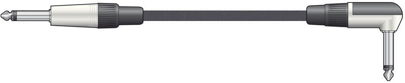 Citronic Classic Retro Braided Black 3M Right Angled To Straight Guitar Lead