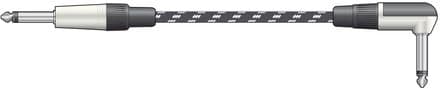 Citronic Classic Retro Braided Black/White 3M Right Angled To Straight Guitar Lead