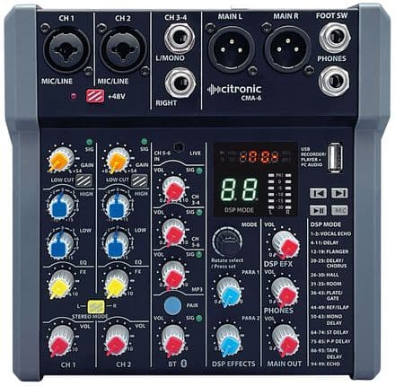 Citronic CMA-series Compact Mixers with DSP, USB Play/Record/PC and Bluetooth