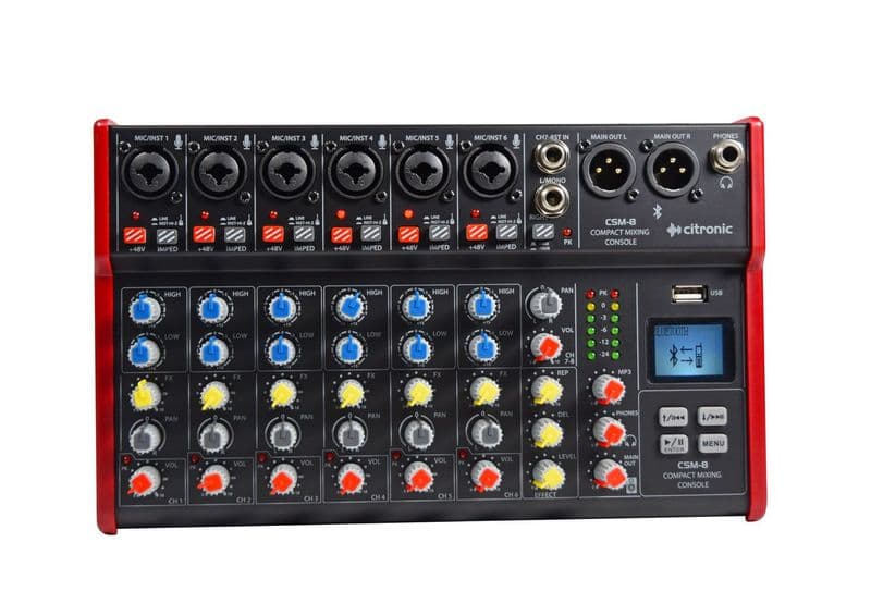 Citronic CSM-8 Compact Mixer With USB / Bluetooth