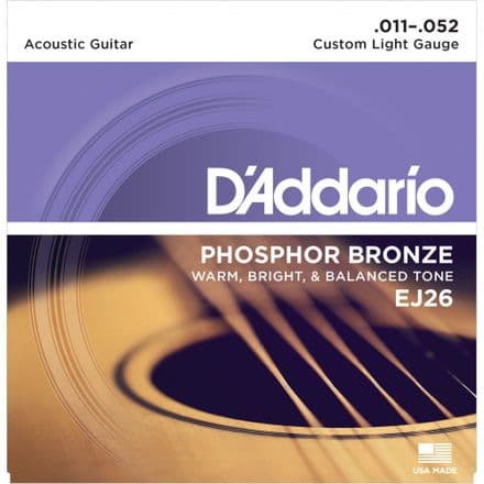 D'addario EJ26 Phosphor Bronze 11-52 Acoustic Guitar Strings