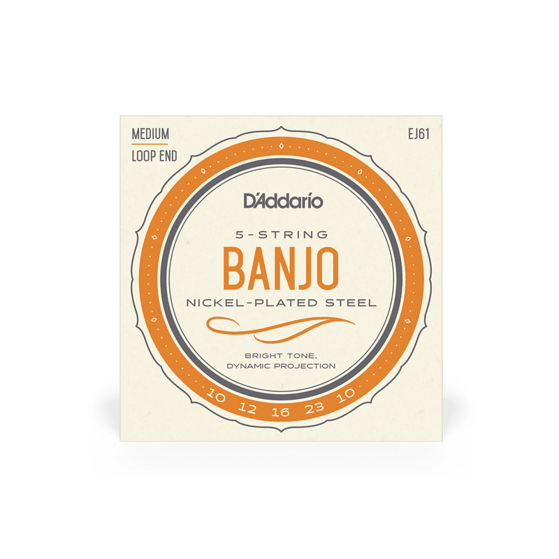 D'addario EJ61 Medium 10-23 Nickel-Plated 5-String Banjo Strings