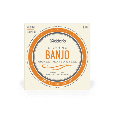 D'addario EJ61 Medium 10-23 Nickel-Plated 5-String Banjo Strings