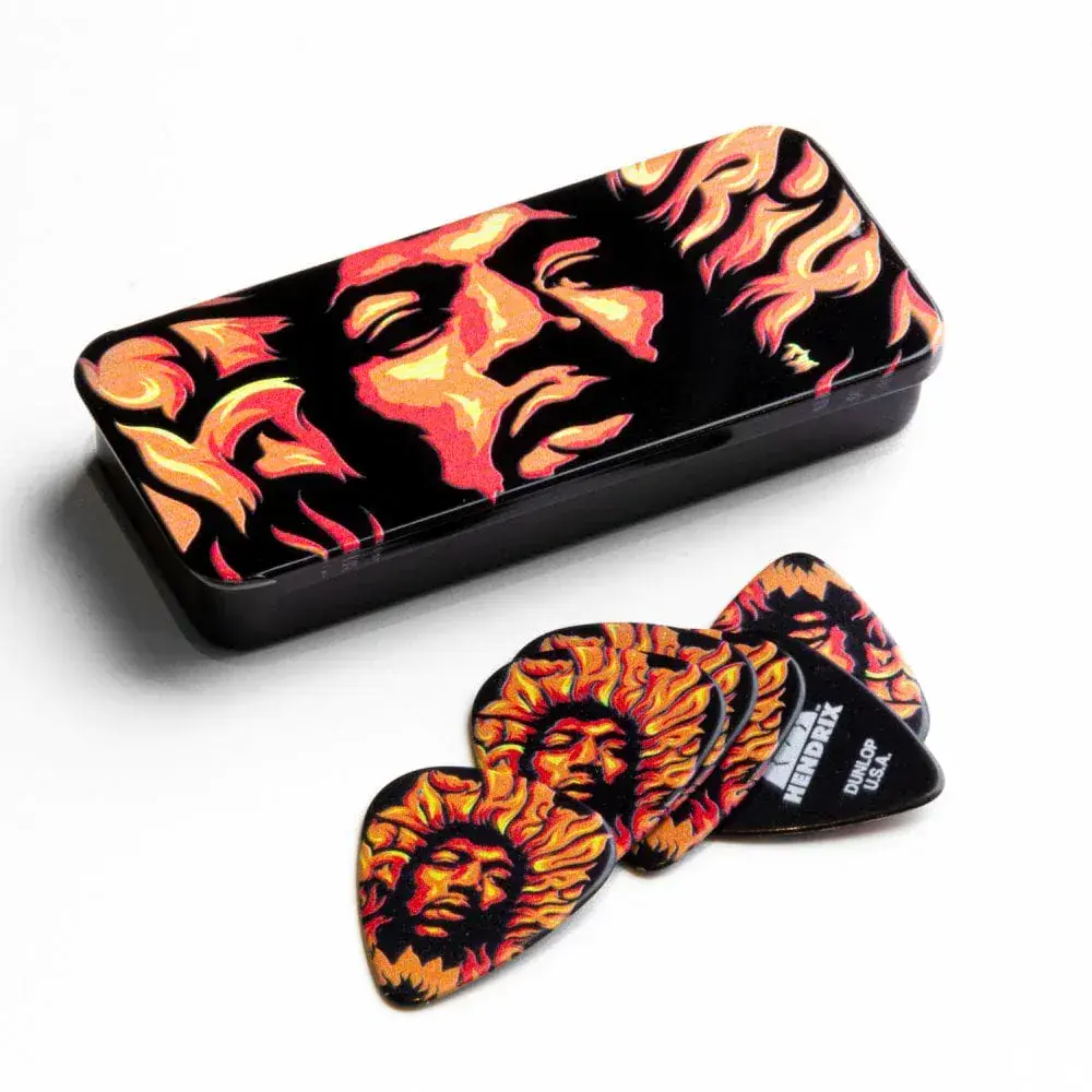 Dunlop Jimi Hendrix Voodoo Fire pick tin - Heavy