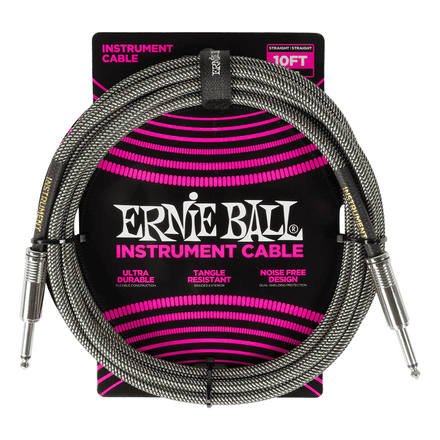 Ernie 10' BRAIDED STRT/STRT CABLE - SILVER FOX