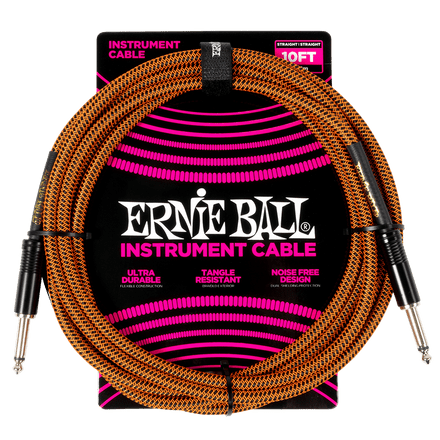Ernie Ball 10' BRAIDED CABLE STRT/STRT - PUMPKIN PIE