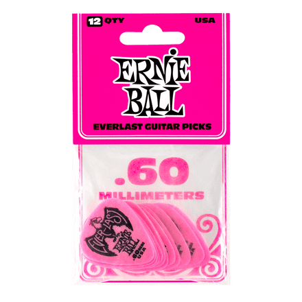 Ernie Ball EVERLAST PICKS 12-PACK PINK .60MM