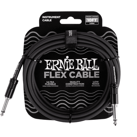 Ernie Ball FLEX INSTR CABLE STRT/STRT 10FT - BLACK