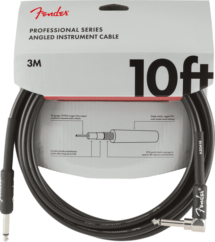 Fender Professional Series Instrument Cable 10ft Right angled to straight