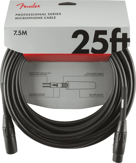 Fender Professional Series Microphone Cable, 25', Black