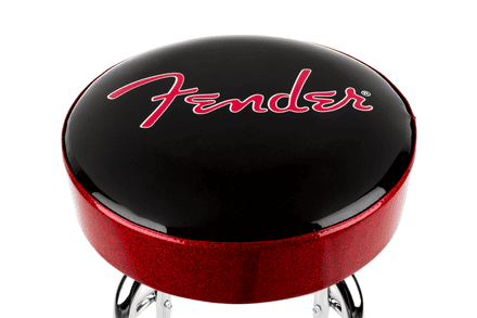 Fender® Red Sparkle Logo Barstool, Black and Red Sparkle