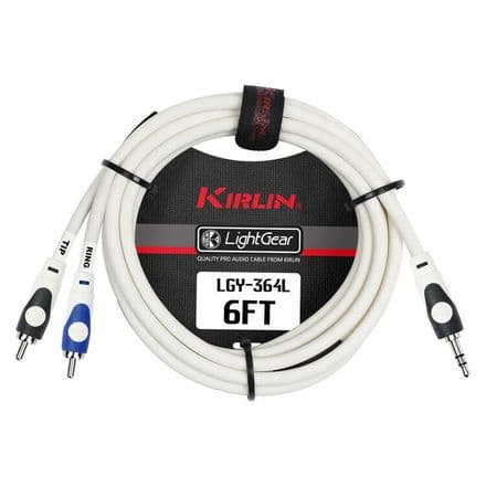 Kirlin Lightgear Stereo 3.5mm to 2x RCA Phono Plugs Cable 6FT