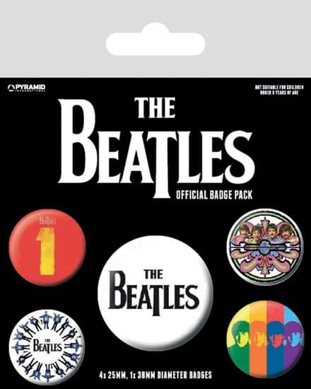 Pyramid Beatles Official Badge Set 5 Pack Black
