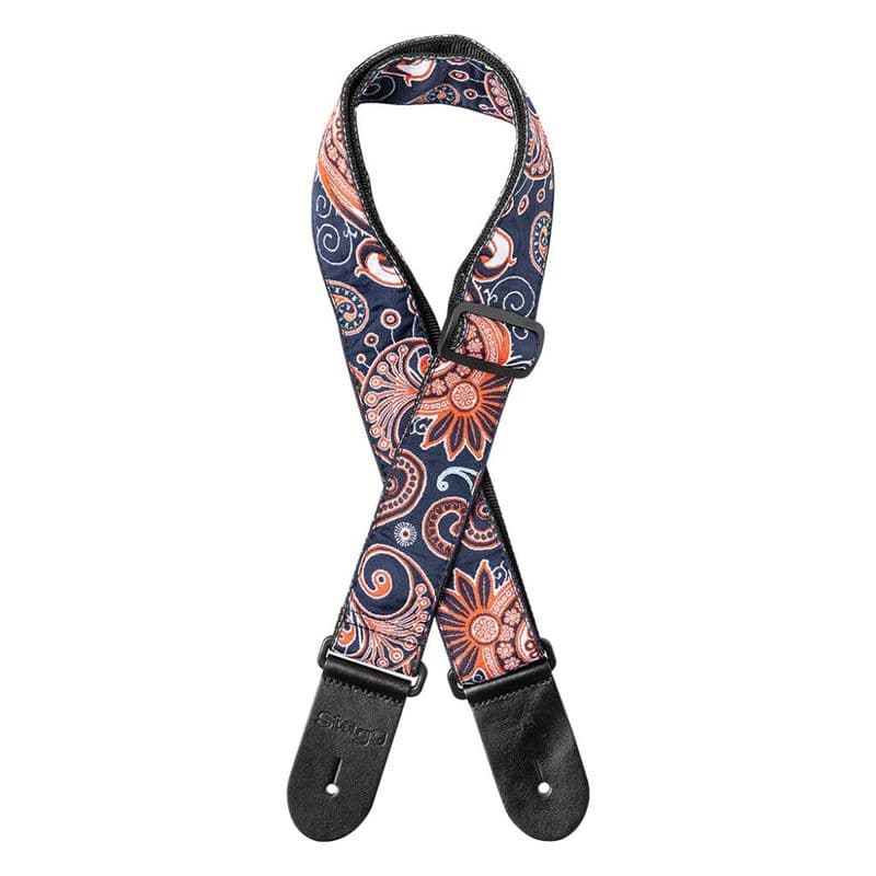 Stagg Guitar Strap - Paisley Navy & Red