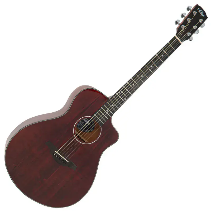 Vintage Pacific Coast Series Acoustic Guitar ~ Claret Red