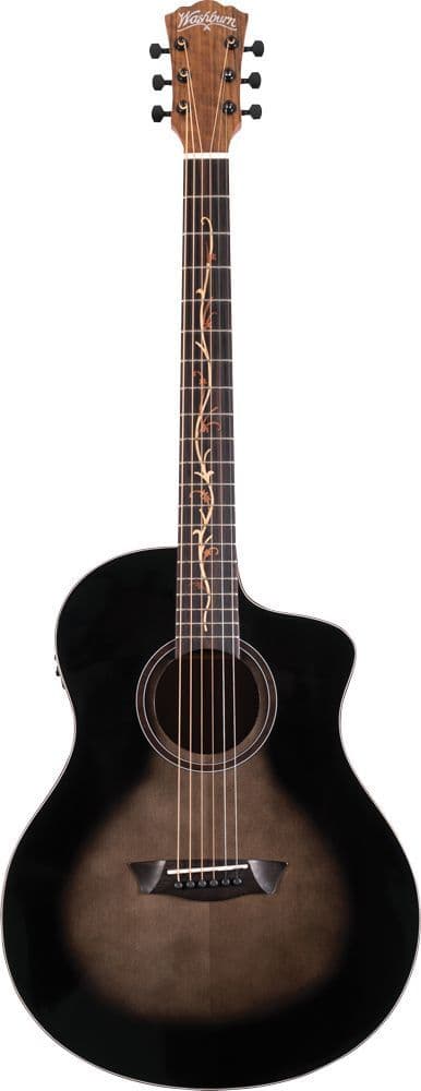 Washburn Bella Tono Series Vite S9V Studio Electro-Acoustic Cutaway, Gloss Charcoal Burst