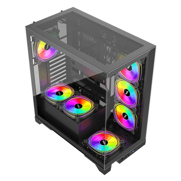 1st Player MIKU Mi8 Black Mid Tower Case with 7 x ARGB Fans