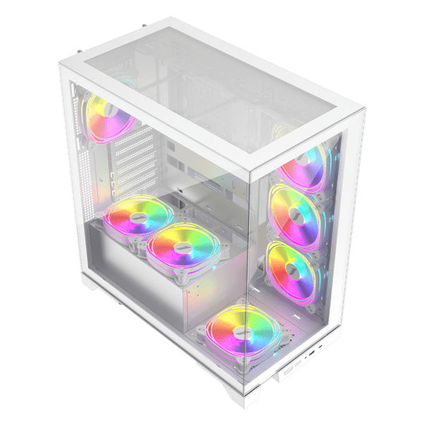 1st Player MIKU Mi8 White Mid Tower Case with 7 x ARGB Fans