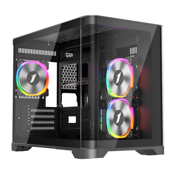 1st Player UV6 Micro ATX Black Case with 3 RGB Fans