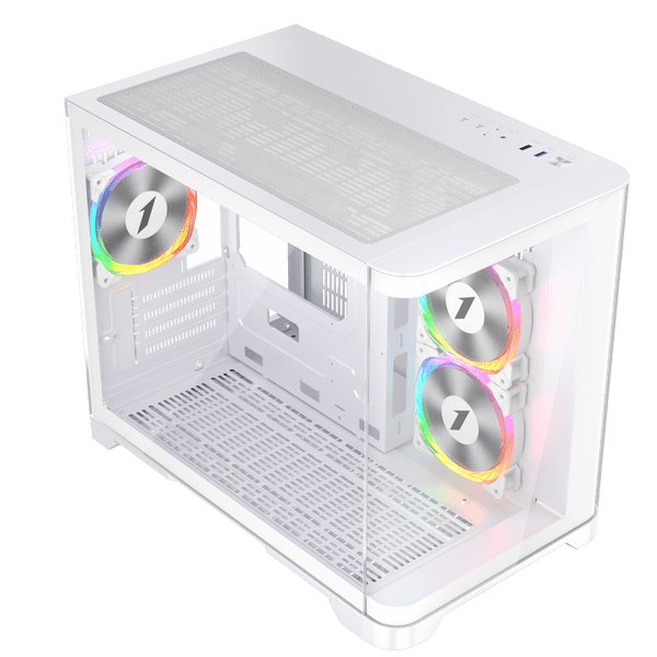 1st Player UV6 Micro ATX White Case with 3 RGB Fans