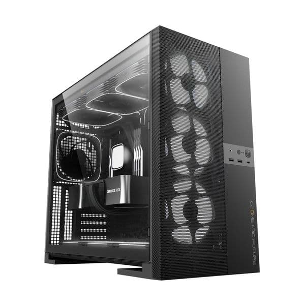 Geometric Future Model 5 Vent Black + 5x ARGB Fans Mid Tower Case