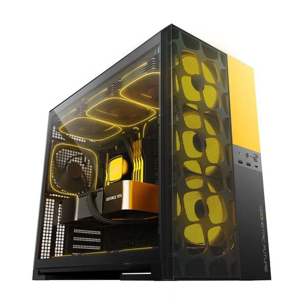 Geometric Future Model 5 Vent Black/Yellow + 5x ARGB Fans Mid Tower Case