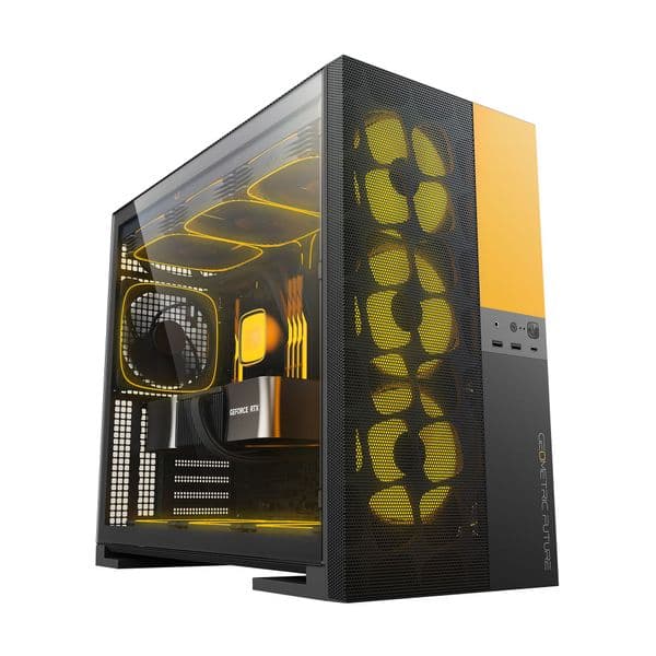 Geometric Future Model 5 Vent Black/Yellow + 5x ARGB Fans Mid Tower Case