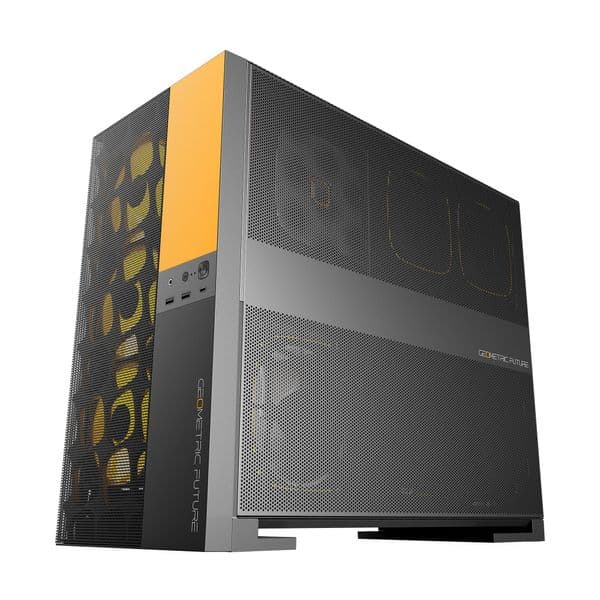 Geometric Future Model 5 Vent Black/Yellow + 5x ARGB Fans Mid Tower Case