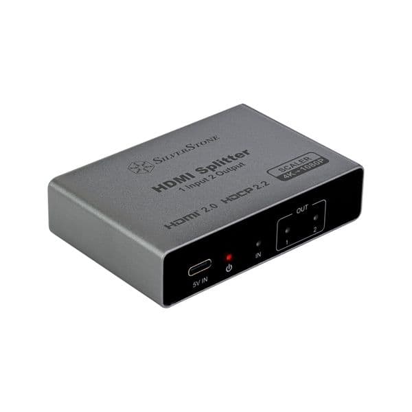 SilverStone HS12 - 4K HDMI 2.0 Splitter 1 Input/2 Output with Built-in Power Management Chip