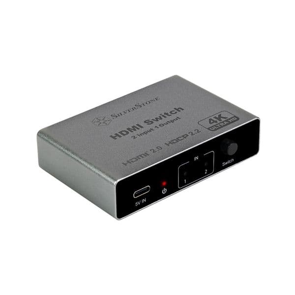 SilverStone HSW21 - HDMI 2.0 Switcher 2 Input/1 Output with Built-in Power Management Chip