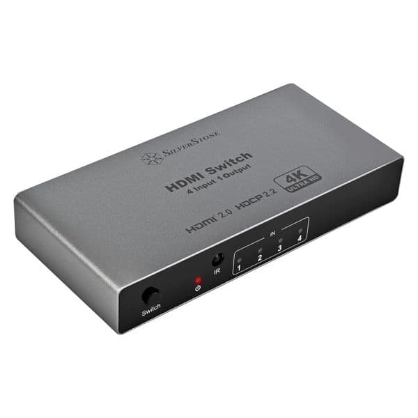 SilverStone HSW41 - HDMI 2.0 4K Switcher 4 Input/1 Output with Built-in Power Management Chip