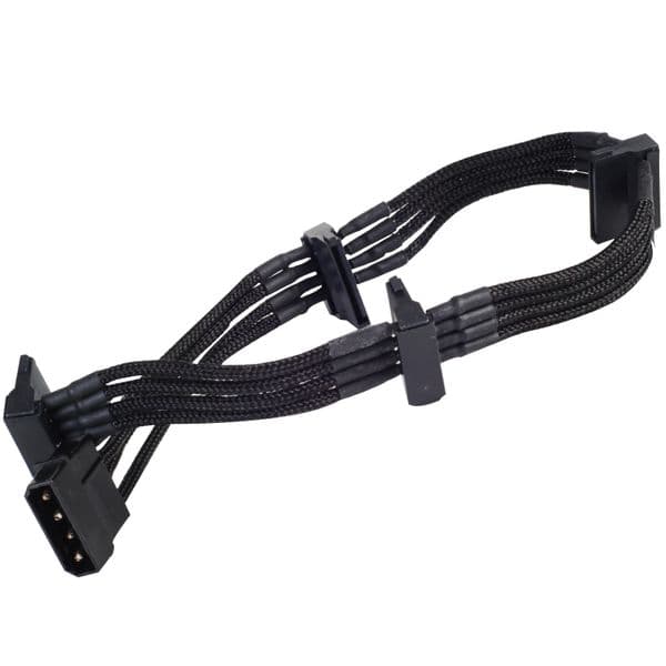 Silverstone Molex to 4 x SATA Black Sleeved Cable 30cm
