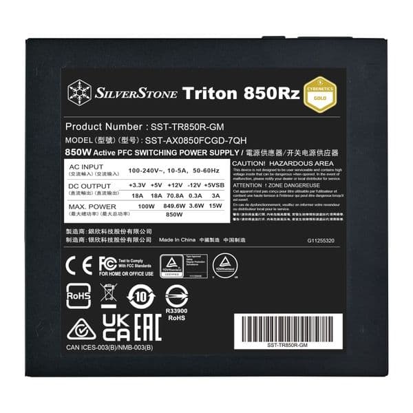 Silverstone Triton 850Rz Modular Cybenetics Gold ATX 3.1 & PCIe 5 Power Supply