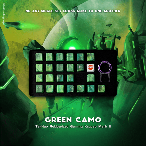 Tai-Hao Rubber Gaming Keycaps Green Camo 23 Keys