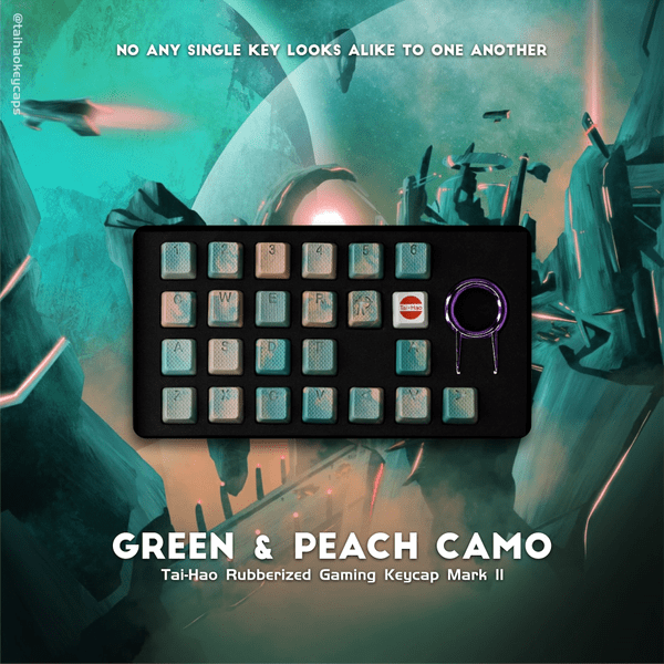 Tai-Hao Rubber Gaming Keycaps Green & Peach Camo 23 Keys