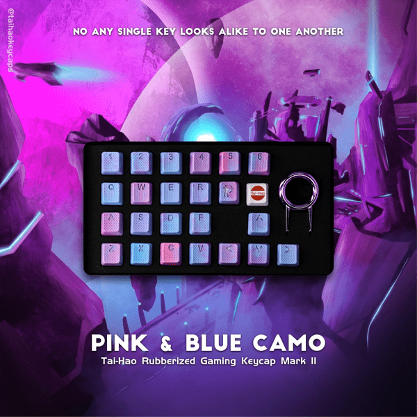 Tai-Hao Rubber Gaming Keycaps Pink & Blue Camo 23 Keys