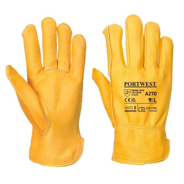 A270 - Leather Driver 100 Cow Grain Glove Tan