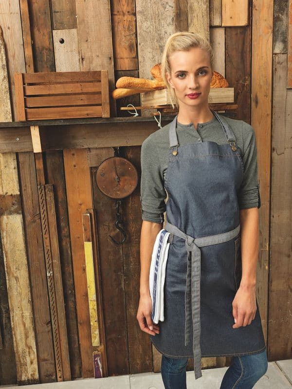 DISTRICT' WAXED LOOK DENIM BIB APRON