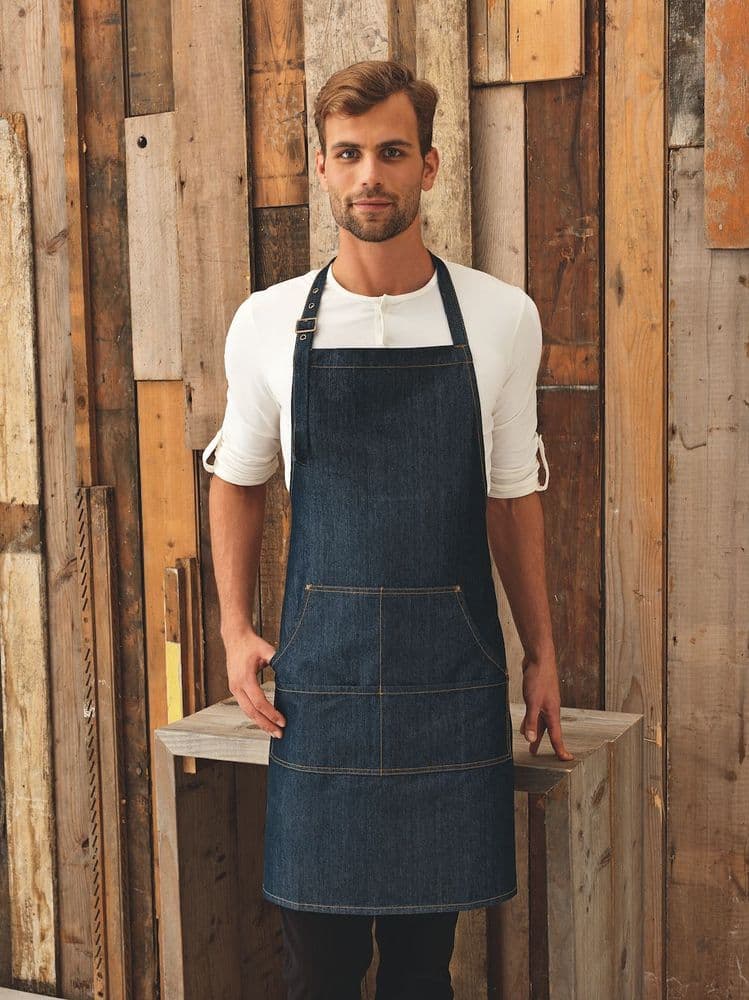 JEANS STITCH DENIM BIB APRON