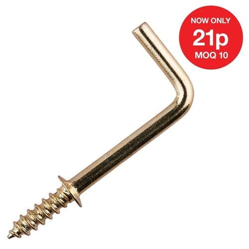22mm Brass Plated Shouldered Square Hook (12pc)