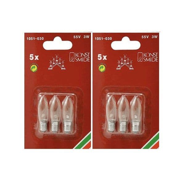 6 Pack of Konstsmide 55V 3W E10 MES Spare Candle Bridge Bulbs